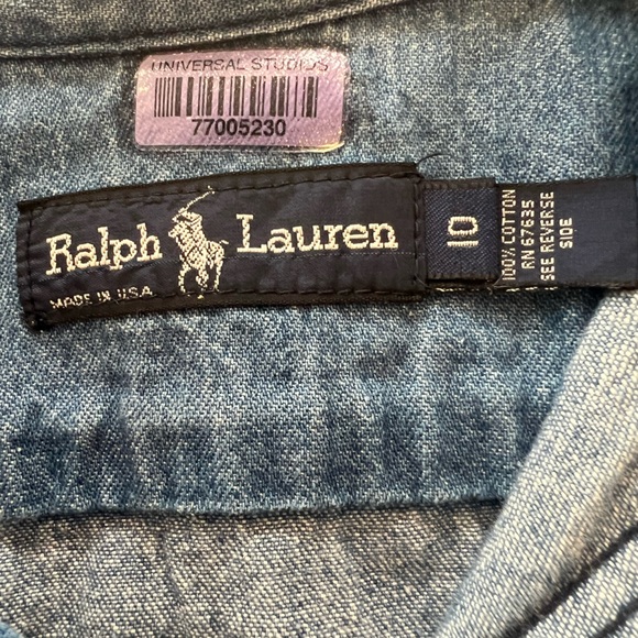 Ralph Lauren Women’s Denim Dress Size 10 VINTAGE Button Front Shoulder Pads 80’s - Picture 13 of 15